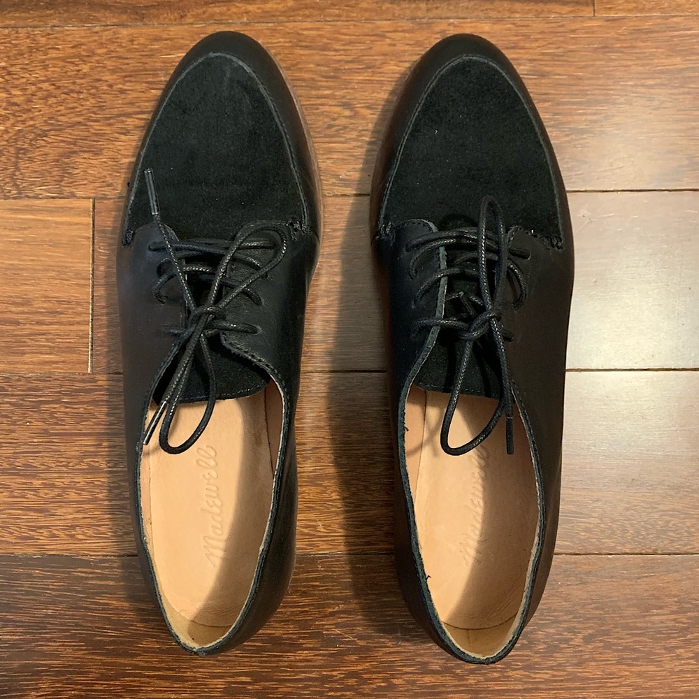 Madewell The Alex Oxford in Leather and Suede Black Size 7.5 New